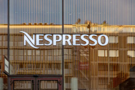 Photo for Gothenburg, Sweden - october 10 2019: Logo of Nespresso store at Avenyn. - Royalty Free Image