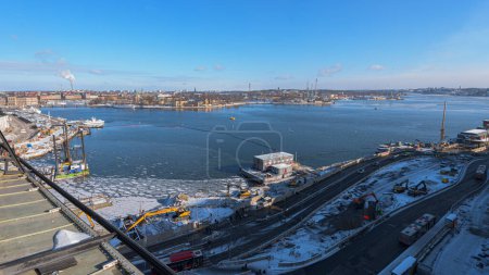 Photo for Stockholm, Sweden - february 25 2018: View over Skeppsholmen, Kastellholmen and Grna Lund from Katarinahissen. - Royalty Free Image