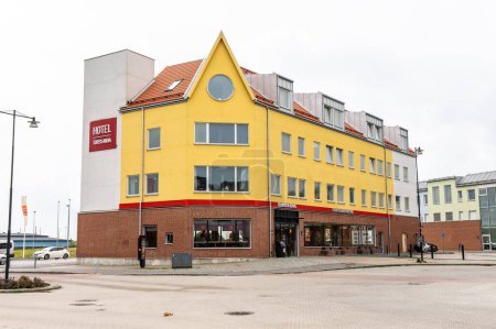 Photo for Gothenburg, Sweden - september 24 2022: Exterior of Hotel Torslanda and Burger King. - Royalty Free Image