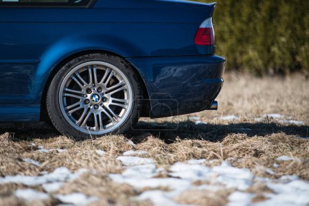 Photo for Lindesnes, Norway - March 31 2013: Rear of a BMW E46 M3 car. - Royalty Free Image