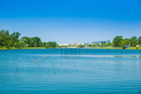 Spring day of Jarun lake in Zagreb, Croatia, popular tourist destination