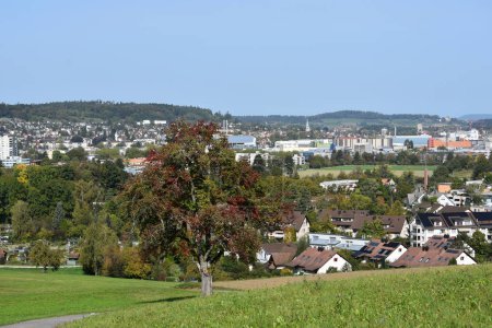 Landschaft Draufsicht auf die Stadt Winterthur Schweiz