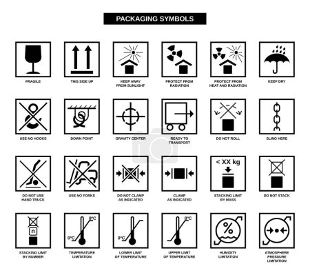 Illustration for Set of packaging symbols on white background - Royalty Free Image