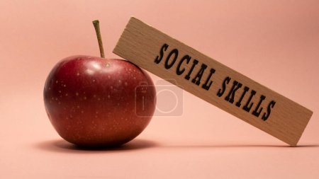 Photo for Social skills word. Background log written on wooden frame - Royalty Free Image