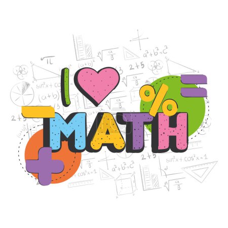 Illustration for Isolated math lettering with mathematical operators Math class concept Vector illustration - Royalty Free Image