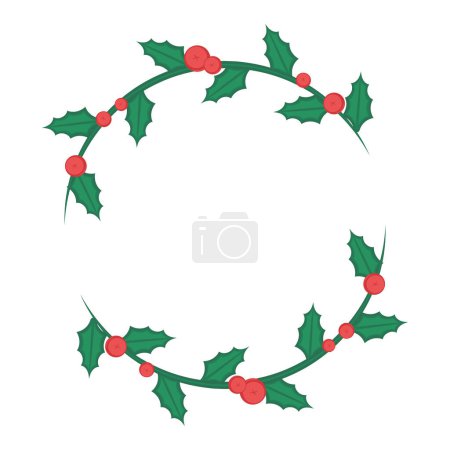 Colored christmas holly wreath decoration icon Vector illustration