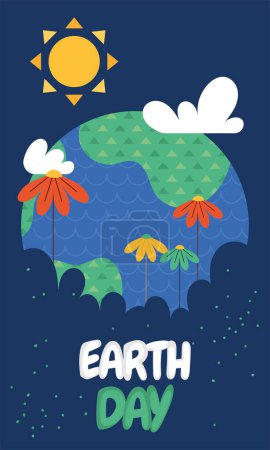 Geometric earth day card Vector illustration