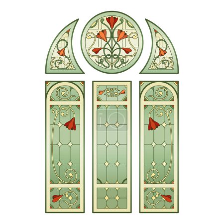 Ilustración de Vidrieras góticas iglesia Ventanas. - Imagen libre de derechos
