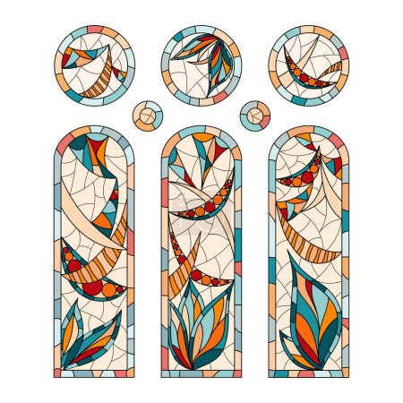 Illustration for Stained glass windows in a Church. - Royalty Free Image