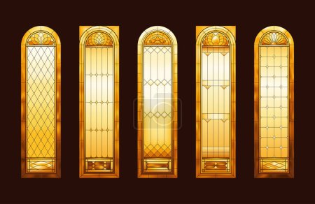 Téléchargez les illustrations : Vitraux fenêtres de l'église. Cadres de couleur dégradée jaune. - en licence libre de droit
