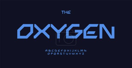 Futuristic font, modern geometric typeset. Innovation technology alphabet, square minimalist unusual letters for science, research, digital technology, esport. Vector typographic design. 