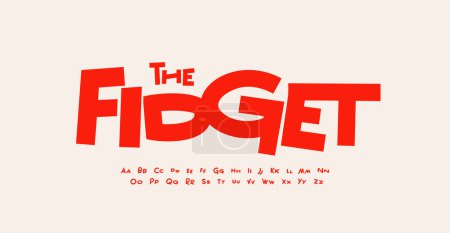 Illustration for Fidgety jumpy font. Joyful groovy lowercase and uppercase typeset. Crazy irrepressible alphabet, restless type. Dancing letters for birthday, festival and carnival headline. Vector typographic design. - Royalty Free Image