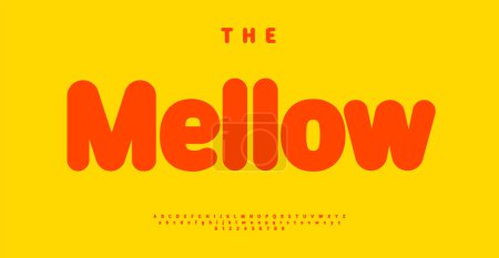 Mellow rounded alphabet. Soft thick alphabet for vibrant educational logo, headline, text. Sans serif uppercase and lowercase letters with numbers. Clear legible typography. Vector typeset