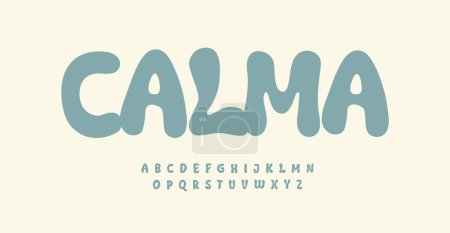 Illustration for Calm rubber alphabet, serenely sans serif font, zen tranquility meets Halloween goo letters for calm or cartoon eerie logo, tranquil or spooky headline, fluid typography. Vector typeset - Royalty Free Image