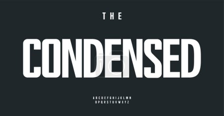 Bold condensed uppercase font. Modern sans-serif typeface, clean and minimal design. Perfect for headlines, posters, branding, and advertisements. Stylish and professional text. Vector typeset