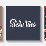 Japanese food cards with Sushi, Miso soup, ramen, onigiri, dango, mochi, matcha tea. Japanese food, healthy eating, cooking, menu concept. Vector illustration.