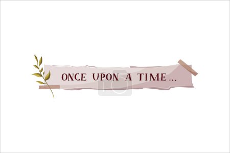 Illustration for "Once upon a time" hand drawn lettering for Bookstore, bookshop, library, book lover, bibliophile. Isolated vector illustration for card, postcard, poster, banner. - Royalty Free Image