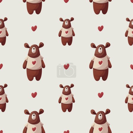 Illustration for Seamless pattern with Teddy bears. Children's toys, kid's shop, playing, childhood concept. Vector illustration. - Royalty Free Image