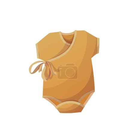 Illustration for Yellow baby bodysuit. Baby clothes store, Baby waiting, baby care, newborn, childbirth concept. Isolated vector illustration. - Royalty Free Image