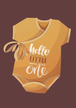 Illustration for Card design with baby bodysuit. Handwritten text. Baby waiting, Newborn, Childbirth concept. Vector illustration for card, postcard, cover. - Royalty Free Image