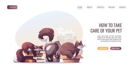 Illustration for Cat website template. vector illustration in cartoon style - Royalty Free Image