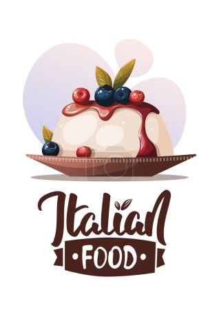 Téléchargez les illustrations : Design alimentaire italien, illustration vectorielle de panna cotta - en licence libre de droit