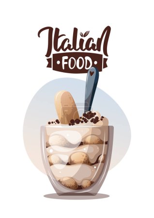 Téléchargez les illustrations : Concept alimentaire italien tiramisu dessert - en licence libre de droit