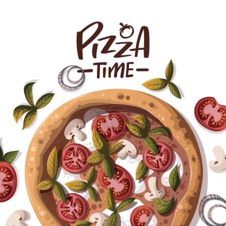 Ilustración de Deliciosa pizza sobre fondo blanco vector ilustración - Imagen libre de derechos