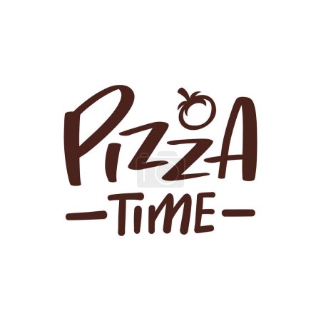 Téléchargez les illustrations : Temps pizza lettrage logo. illustration vectorielle. - en licence libre de droit