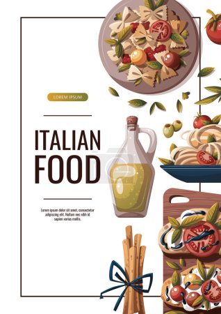 Ilustración de Folleto de cocina italiana con variedad de platos - Imagen libre de derechos