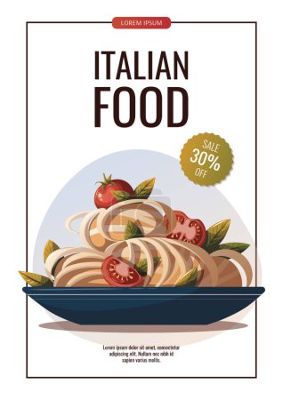 Ilustración de Espaguetis italianos con salsa de tomate. ilustración vectorial - Imagen libre de derechos