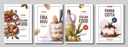 Illustration for Italian cuisine flyer set vector illustration - Royalty Free Image