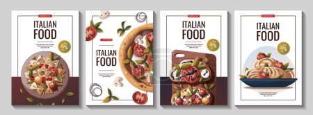 Illustration for Italian cuisine flyer set vector illustration - Royalty Free Image