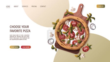 Ilustración de Cocina italiana página web, pizza - Imagen libre de derechos