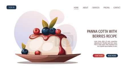 Ilustración de Página web cocina italiana, panna cotta - Imagen libre de derechos