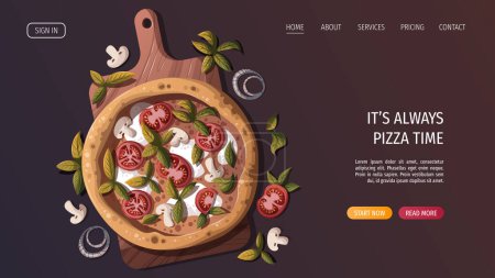 Illustration for Italian cuisine web page, pizza - Royalty Free Image