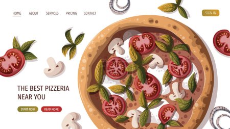 Téléchargez les illustrations : Page web cuisine italienne, pizza - en licence libre de droit