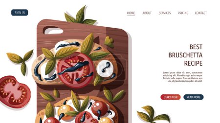 Illustration for Italian cuisine web page, bruschetta - Royalty Free Image
