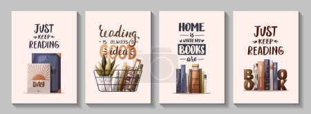 Illustration for Set of posters for posters with books vector illustration for print, cover, flyer or brochure. - Royalty Free Image