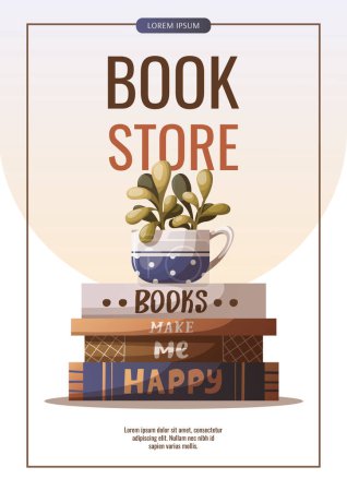 Illustration for Book store flyer vector illustration - Royalty Free Image