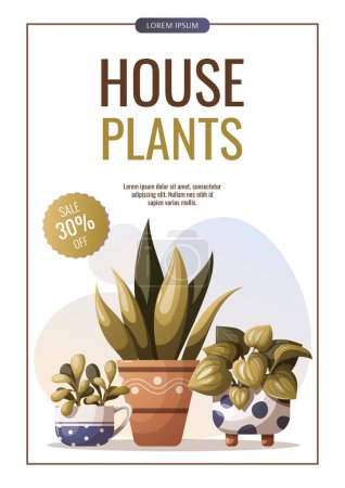Téléchargez les illustrations : Plantes d'intérieur en pots, illustration vectorielle - en licence libre de droit