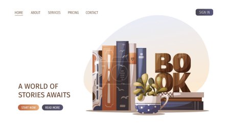 Illustration for Vector illustration of bookstore web page - Royalty Free Image