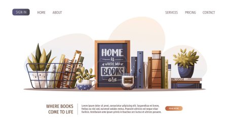 Illustration for Bookstore website template vector illustration - Royalty Free Image