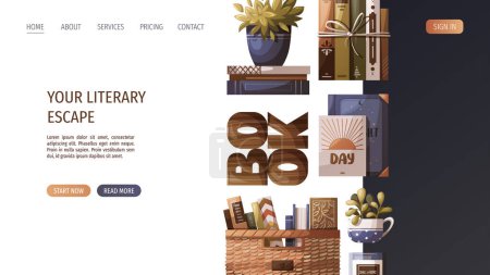 Illustration for Bookstore website template vector illustration - Royalty Free Image
