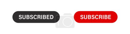 Illustration for Subscribe and subscribed red button icon. Social media interface flat icons. Vector isolated illustration for web design - Royalty Free Image