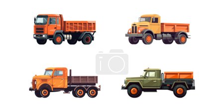 Ilustración de Camión conjunto de dibujos animados planos aislados sobre fondo blanco. Ilustración vectorial - Imagen libre de derechos