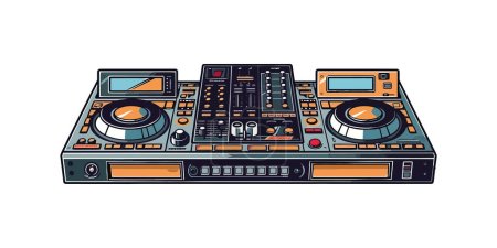 DJ turntables flat cartoon isolated on white background. Vector illustration