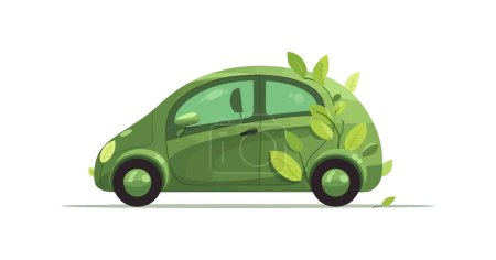 Eco car flat cartoon isolated on white background. Vector illustration