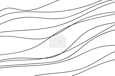 Illustration for Monochrome wave pattern. Wavy background. Hand drawn lines. Hair texture. Doodle for design. Line art. Black and white wallpaper - Royalty Free Image