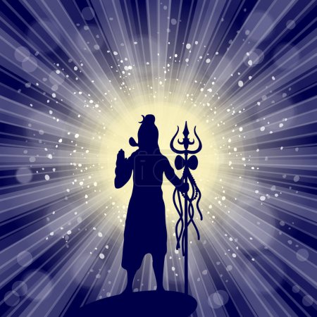 Téléchargez les illustrations : Shiva dans un espace galactique brillant. Carte de voeux pour Maha Shivratri, un festival hindou célébré du Seigneur Shiva. Son sacré indien Om ou Aum. Illustration vectorielle. - en licence libre de droit
